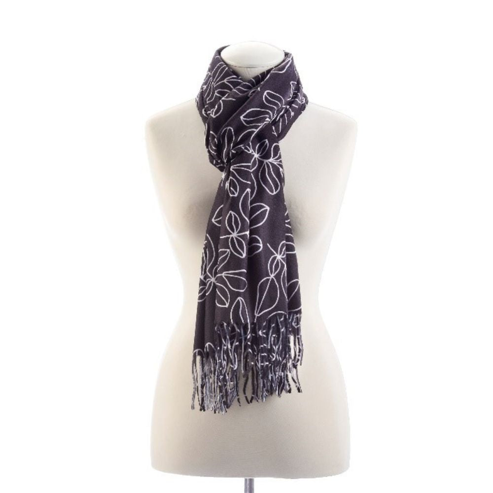AVENUE 9 BLACK AND WHITE FLORAL SCARF