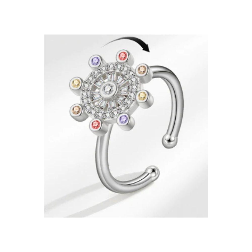 Flower Print Fidget Ring - Size 10