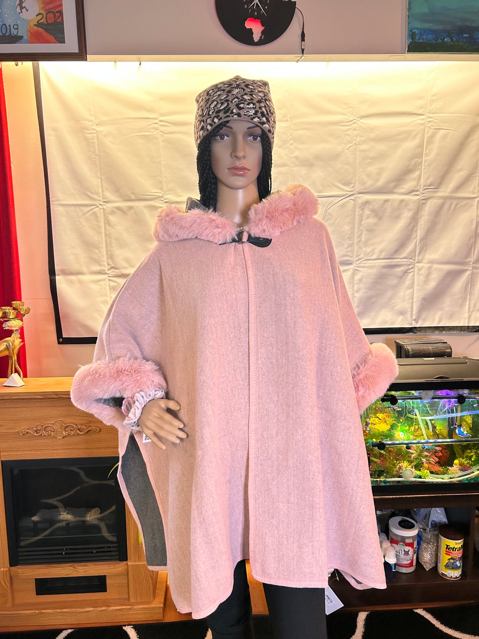 Pink Cape with Faux Fur