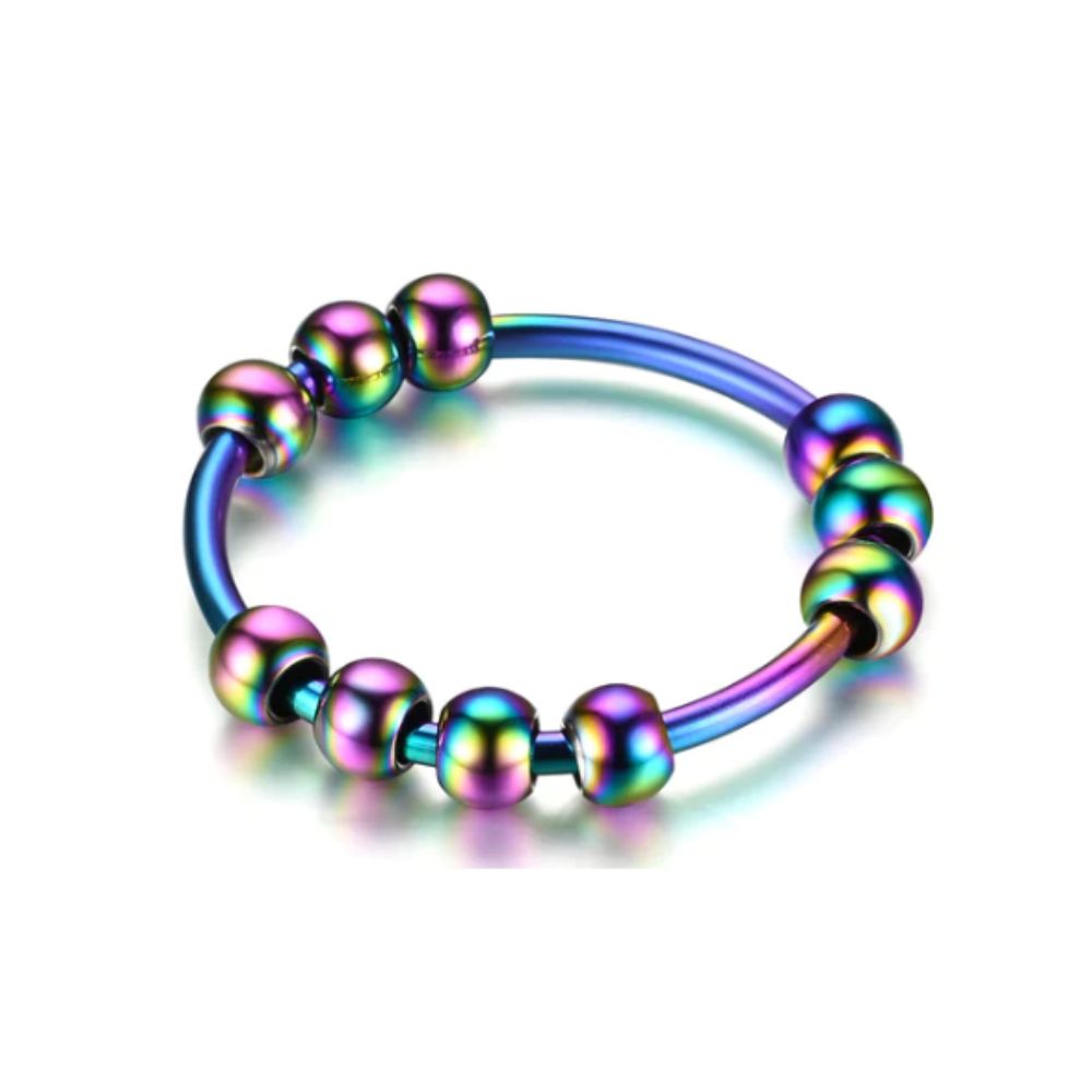 Round Ball Spinning Fidget Ring - Size 7 and 8