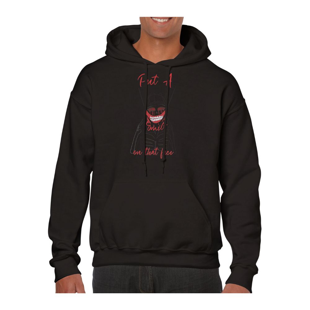 Classic Unisex Pullover Hoodie Captioned, "Put A Smile On That Face"