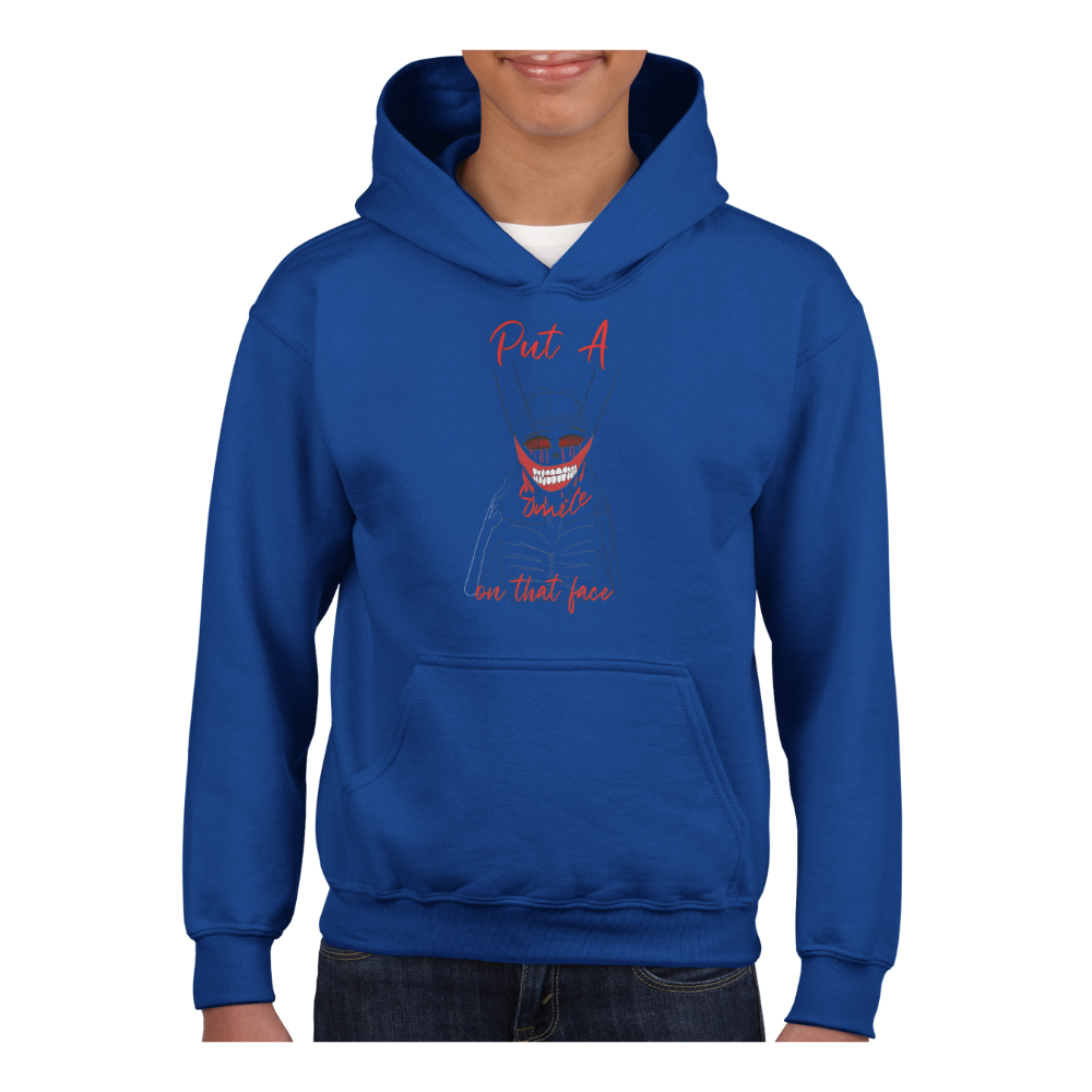 Classic Kids Pullover Hoodie with the message "Put A Smile On That Face"