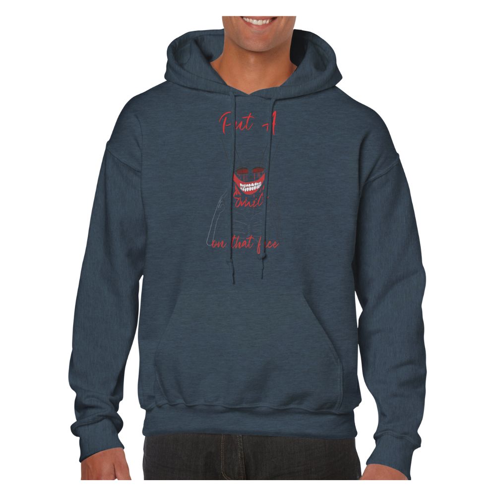 Classic Unisex Pullover Hoodie Captioned, "Put A Smile On That Face"