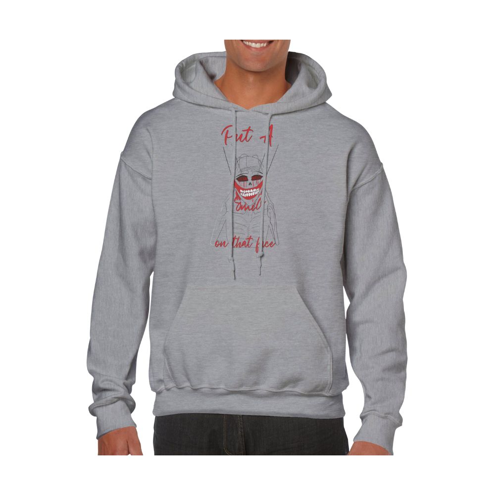 Classic Unisex Pullover Hoodie Captioned, "Put A Smile On That Face"