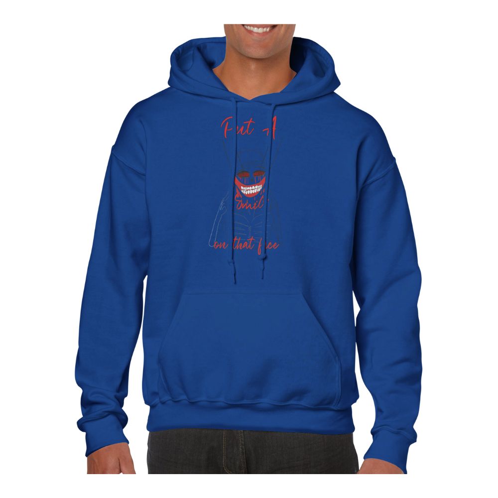 Classic Unisex Pullover Hoodie Captioned, "Put A Smile On That Face"